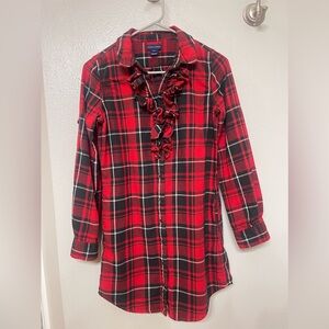 EUC Red Plaid Ralph Lauren Flannel Shirt Dress Girls Size 14